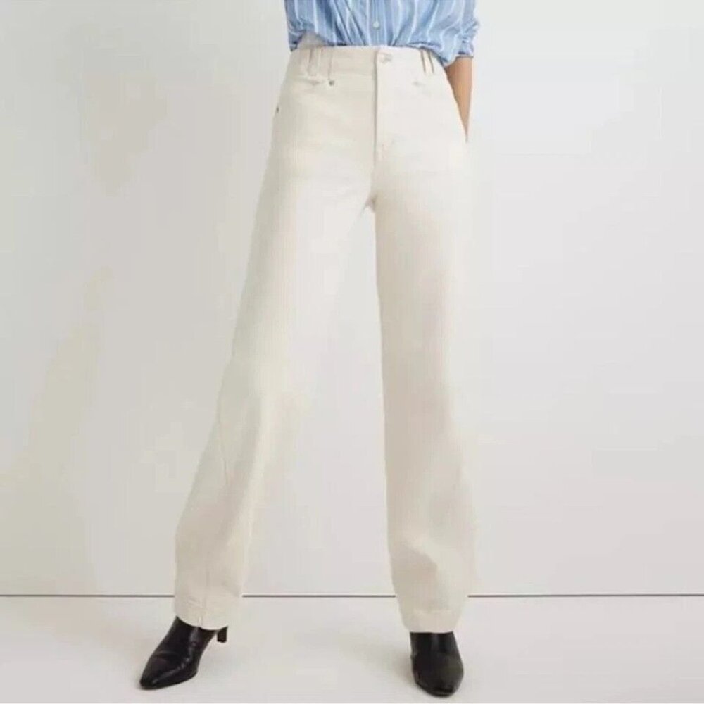 NWT Madewell Cream The Perfect Vintage Wide Leg Jeans High Rise Size 27